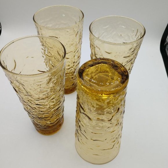 Anchor Hocking Milano Honey Gold Glasses - Mid Century Modern- Set of 4 vintage - Picture 2 of 4